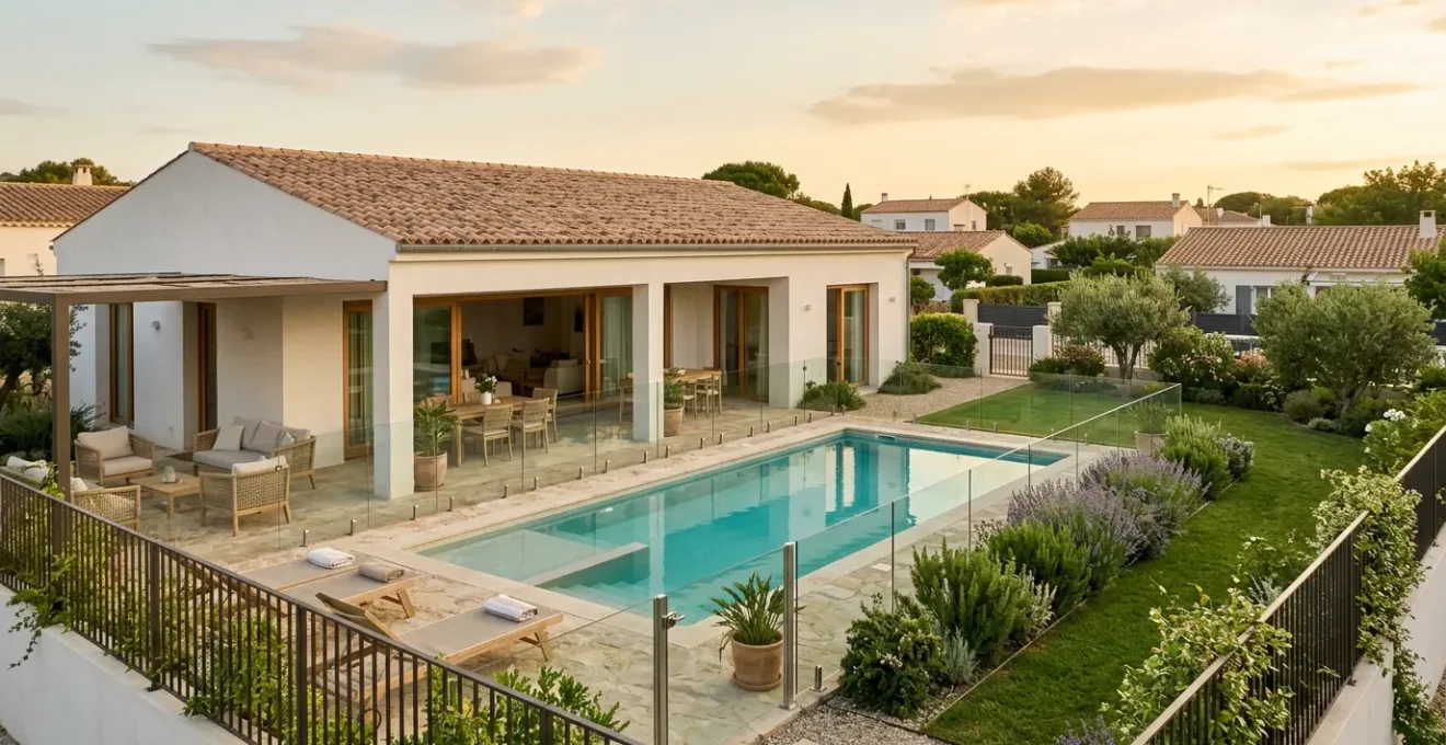 Villa méditerranéenne avec piscine sécurisée et jardin clôturé, idéale pour les familles avec enfants